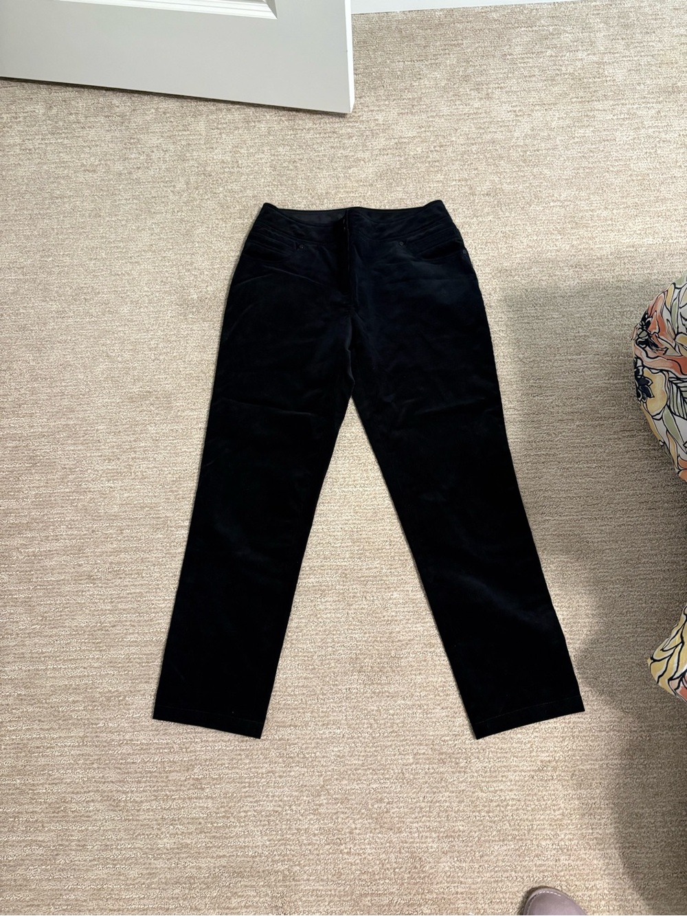 Per Se Black Straight-Leg Corduroy Pants